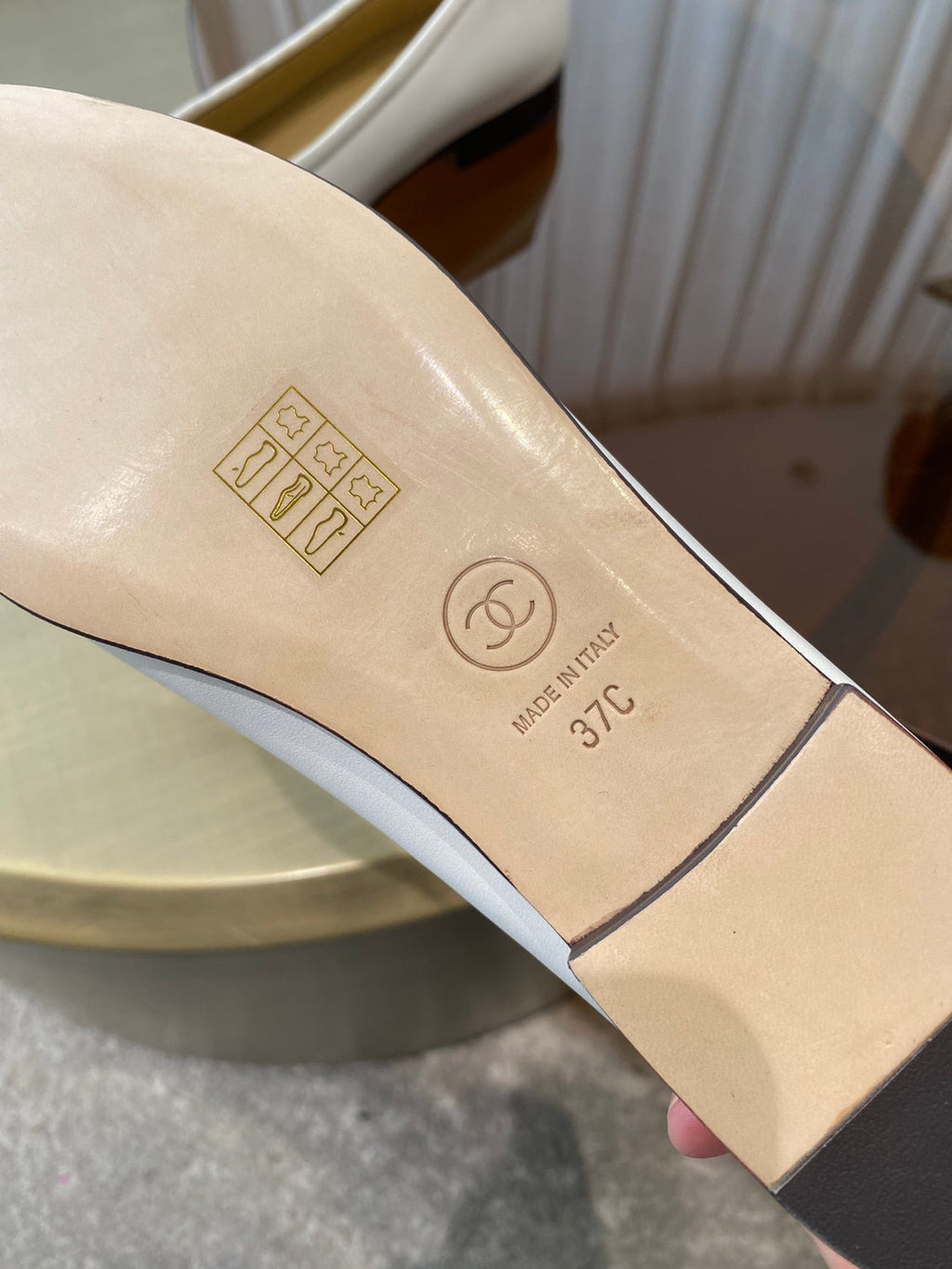 Chanel Ballet Flats White Black Lambskin