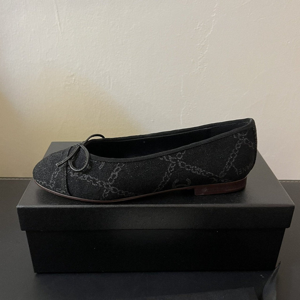 Chanel Ballet Flats Black Denim