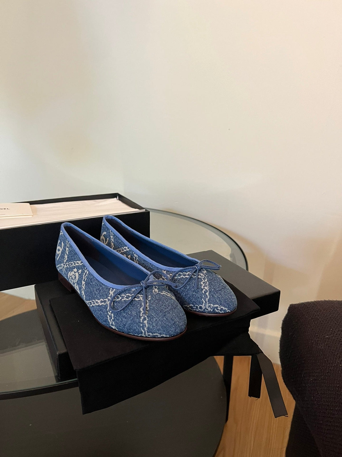 Chanel Ballet Flats Blue Denim
