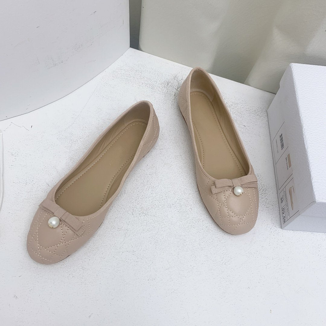 Dior CD Ballet Flat Beige Mop Front
