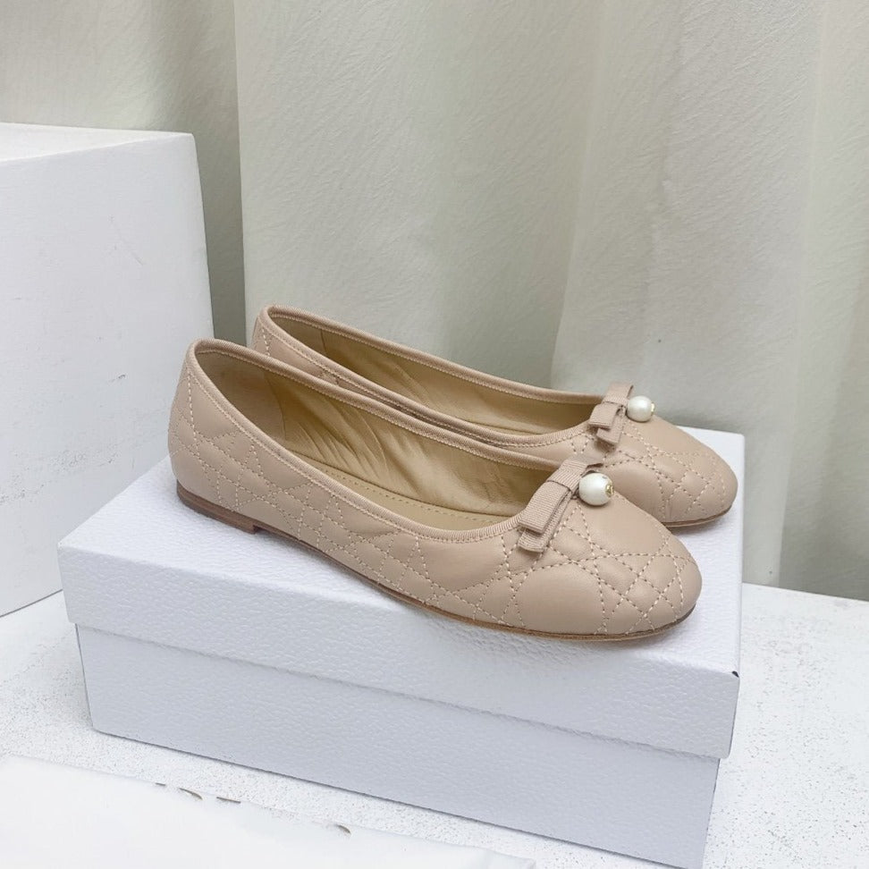 Dior CD Ballet Flat Beige Mop Front
