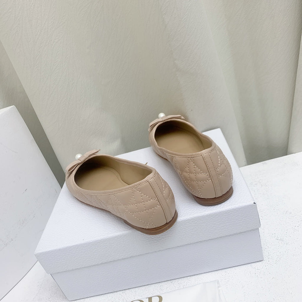 Dior CD Ballet Flat Beige Mop Front