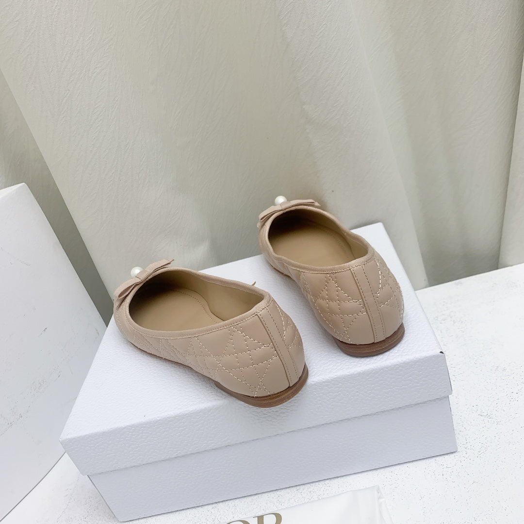 Dior CD Ballet Flat Beige Mop Front