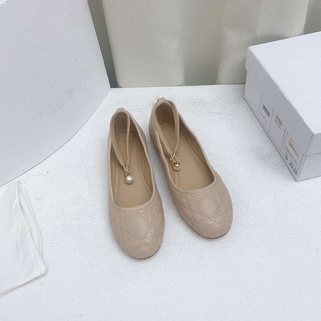 Dior CD Ballet Flat Beige Mop