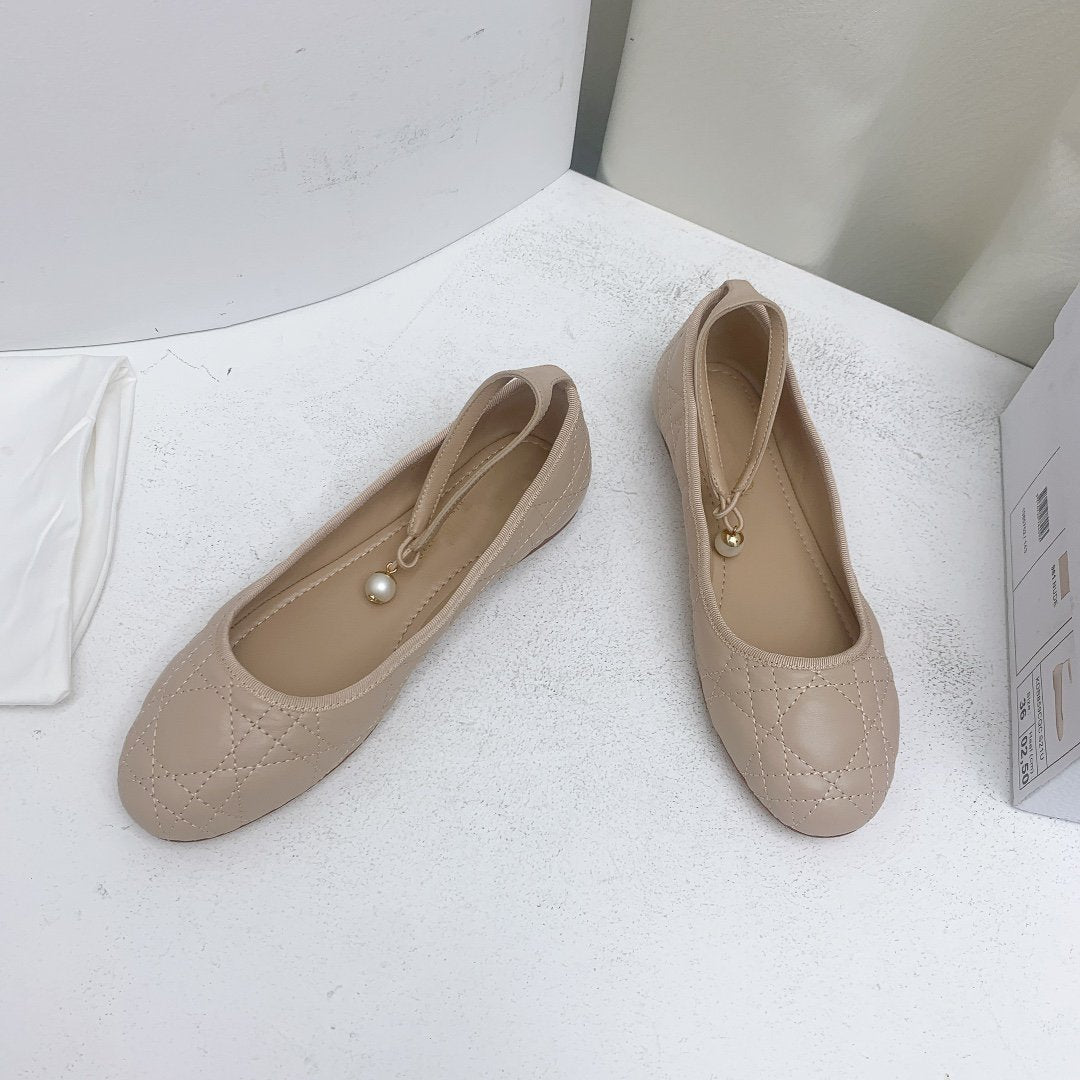 Dior CD Ballet Flat Beige Mop