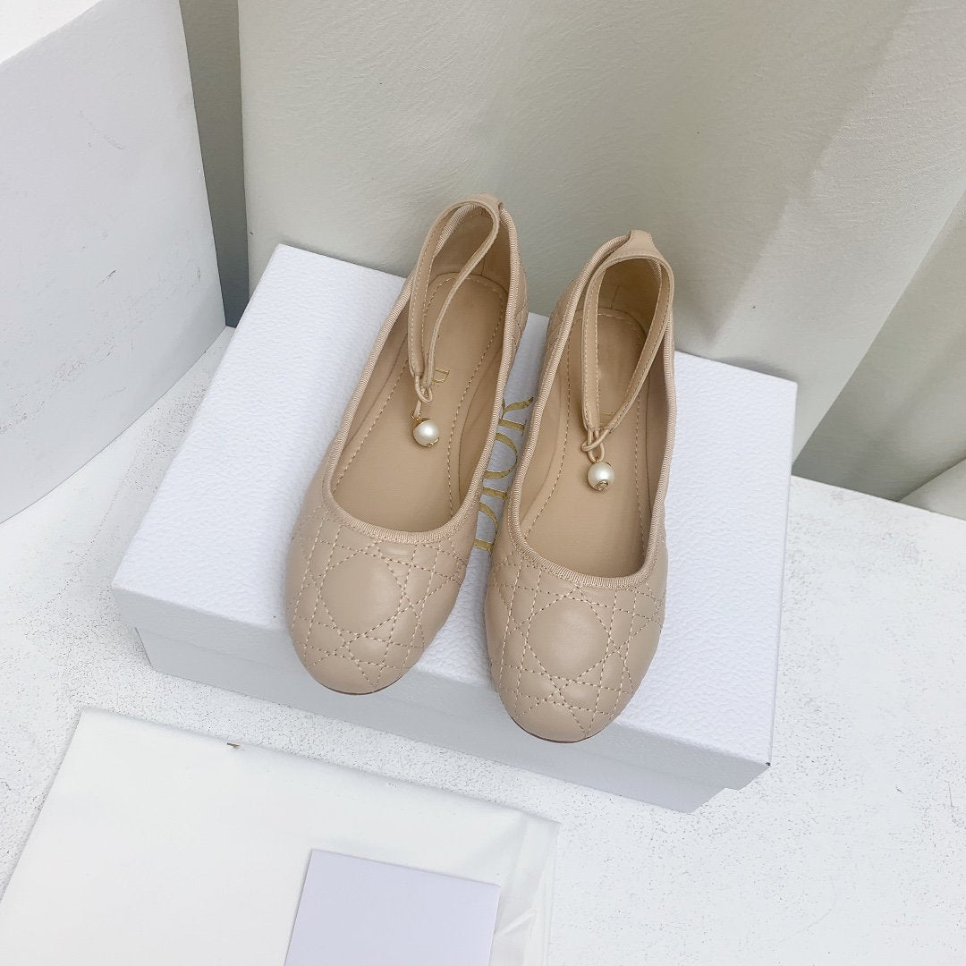 Dior CD Ballet Flat Beige Mop