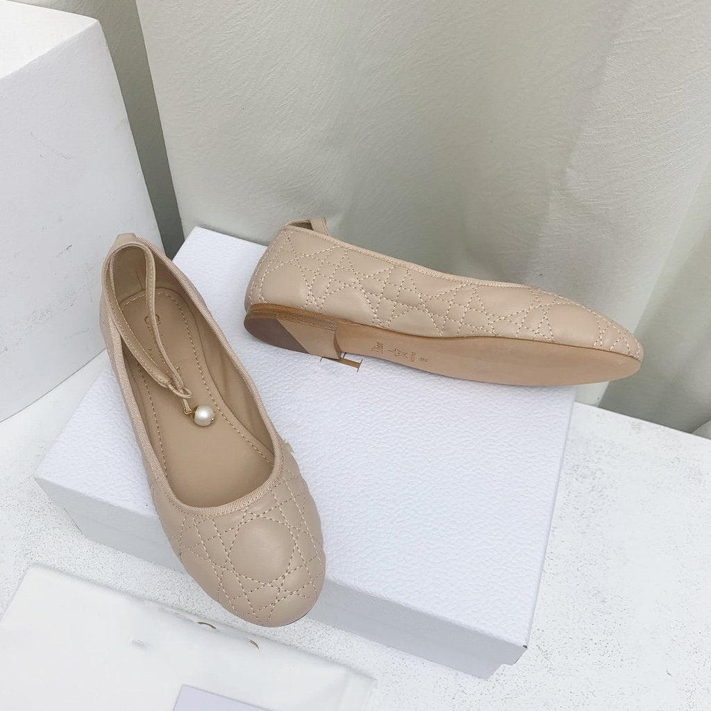 Dior CD Ballet Flat Beige Mop