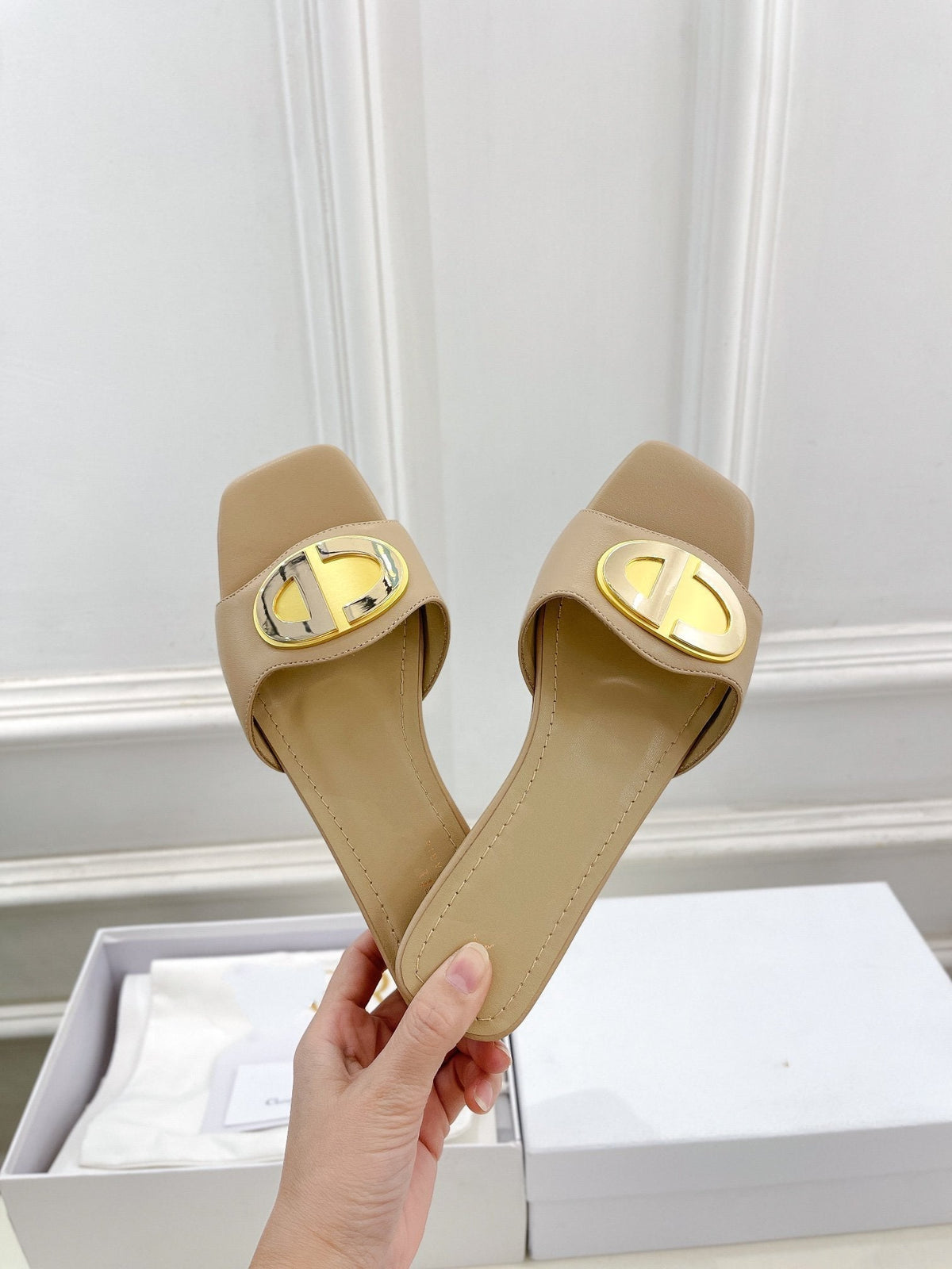 Dior CD Forever Heeled 1.5cm Beige