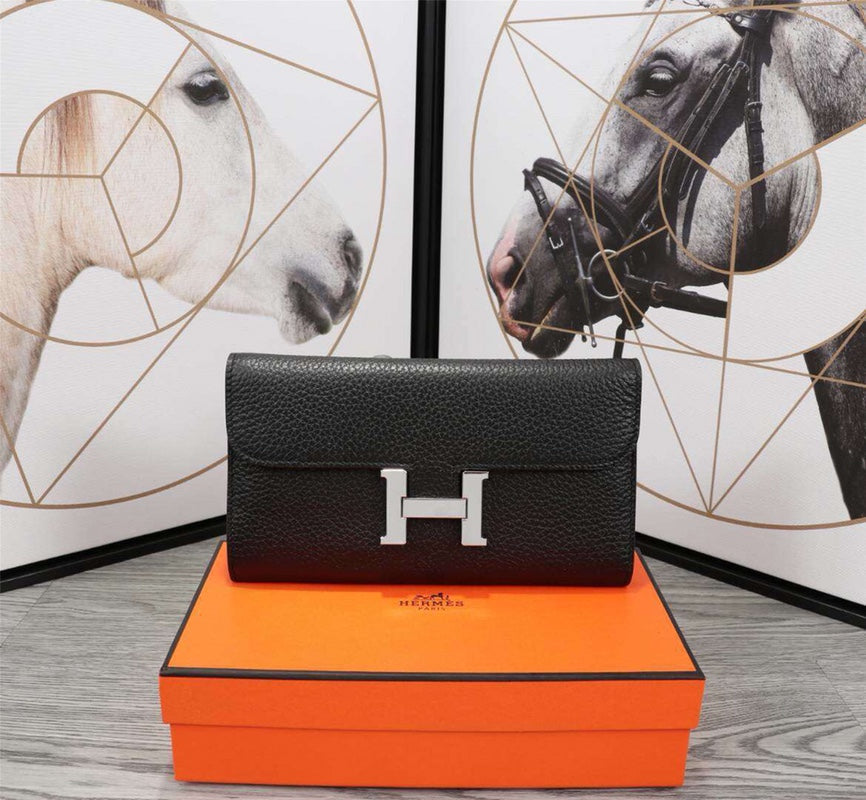 Hermes Clutch Constance 20.5 Black Calfskin Silver Hardware