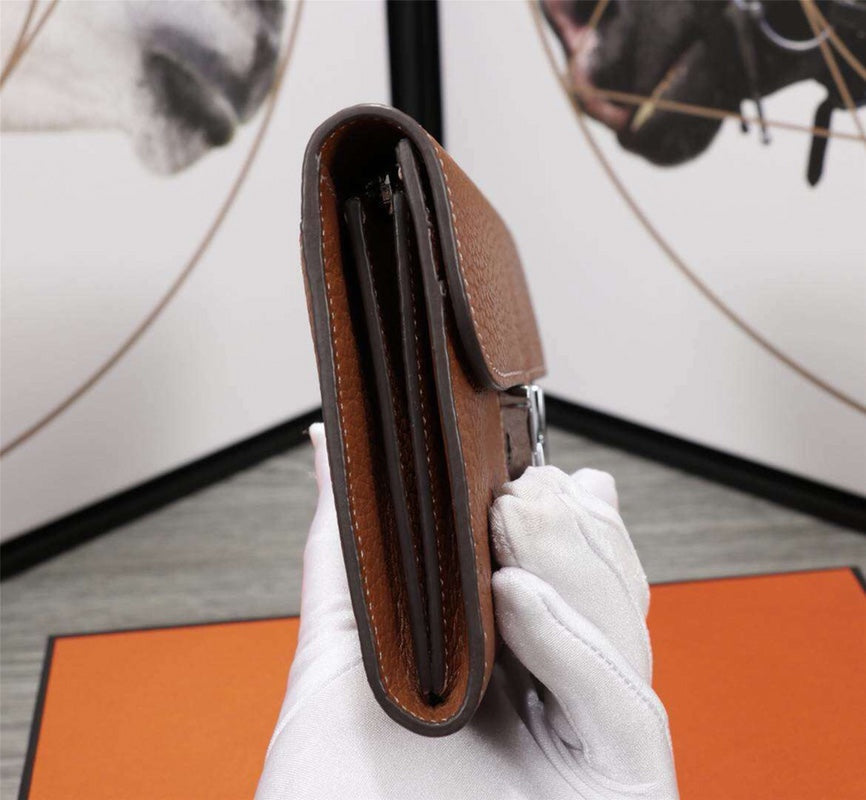Hermes Clutch Constance 20.5 Brown Calfskin Silver Hardware