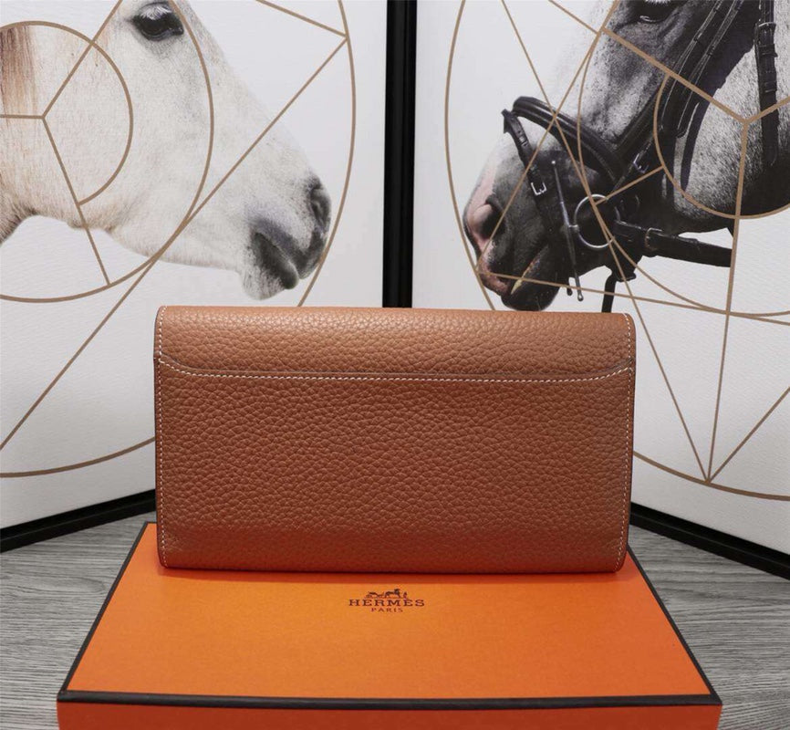 Hermes Clutch Constance 20.5 Brown Calfskin Silver Hardware