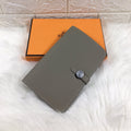 Hermes Dogon Wallet 20 Gray Grained Calfskin
