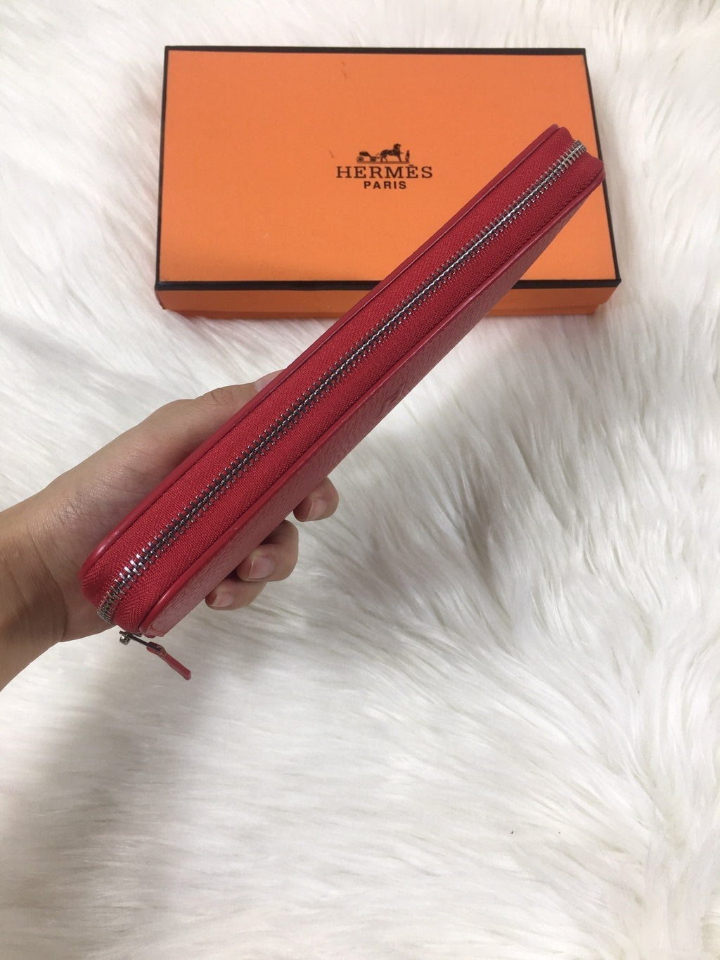 Hermes Silk'In Classic Wallet 20 Apple Grained Calfskin