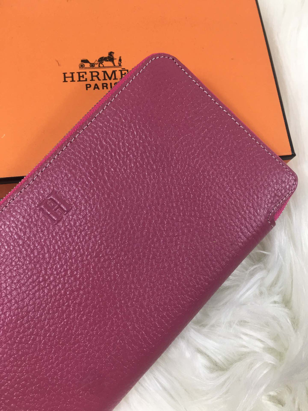 Hermes Silk'In Classic Wallet 20 Burgundy Grained Calfskin