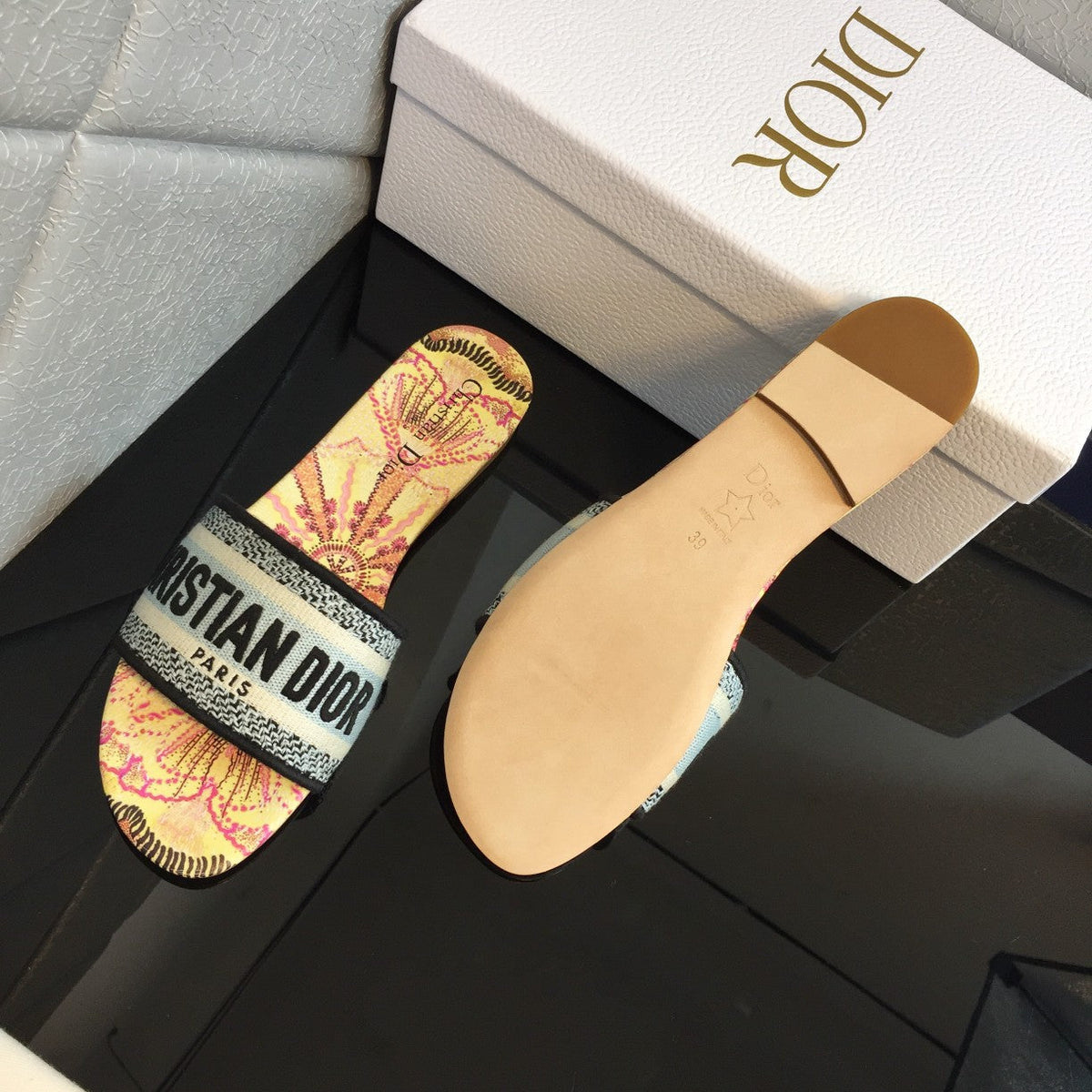 Dior CD Mule Dway Slide 10mm Multi-Motifs Style 50