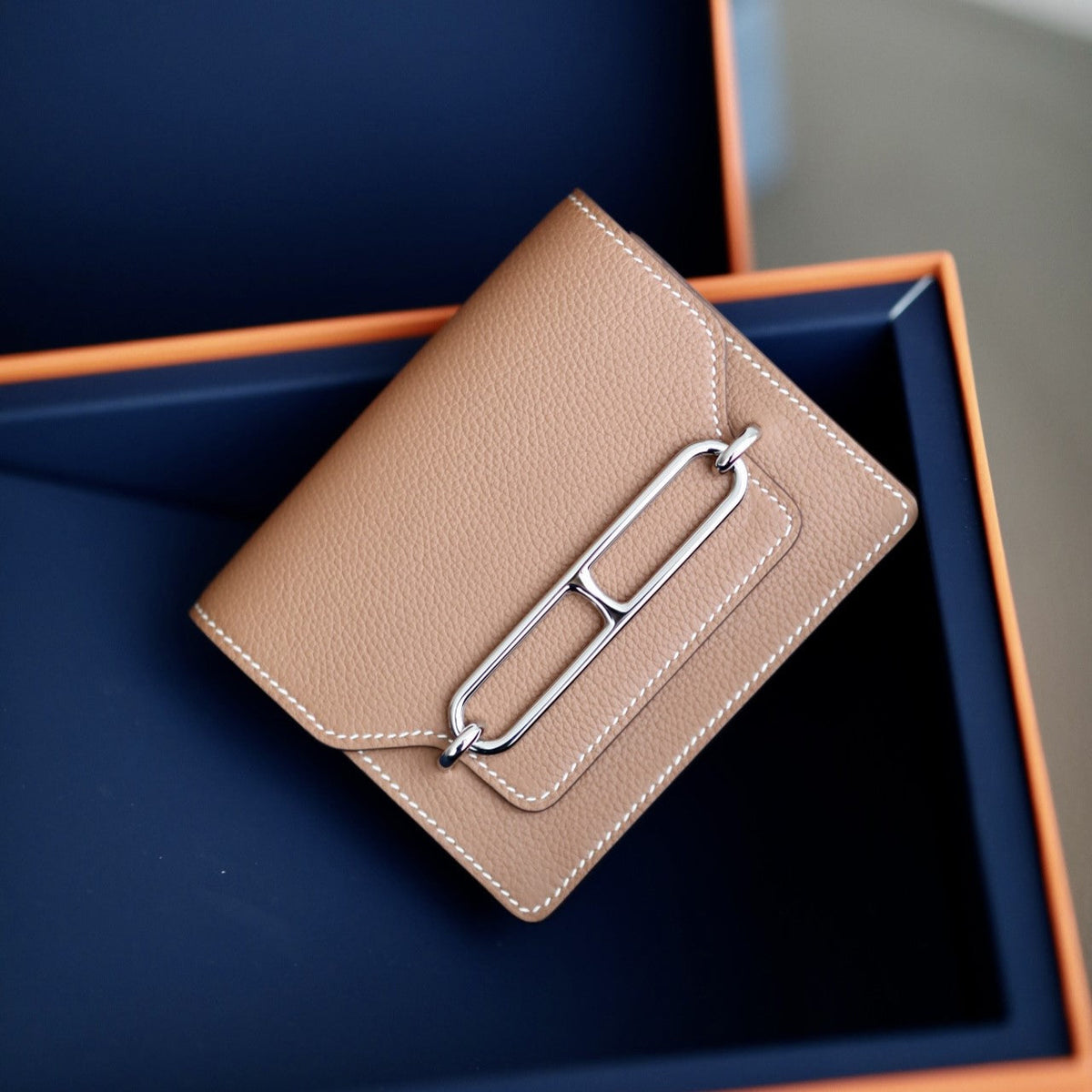 Hermes Roulisslim Wallet 12.7 Salmon Calfskin Shw
