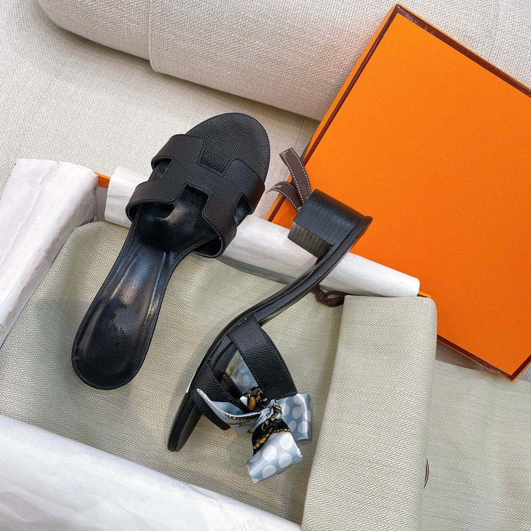 Hermes 0ASIS Sandal Epsom Calfskin Black
