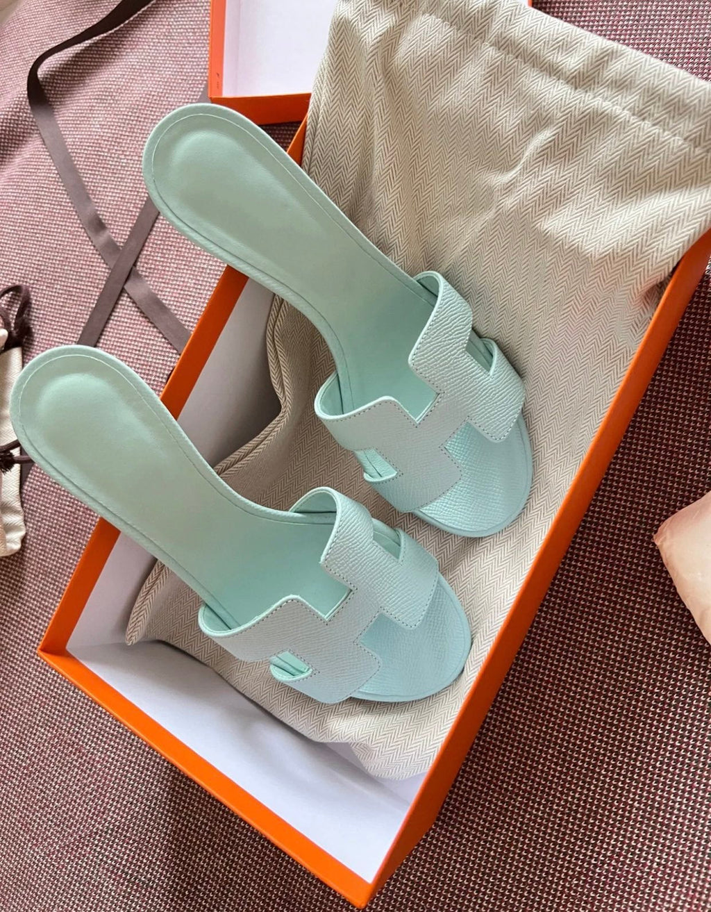 Hermes 0ASIS Sandal Epsom Calfskin Ice
