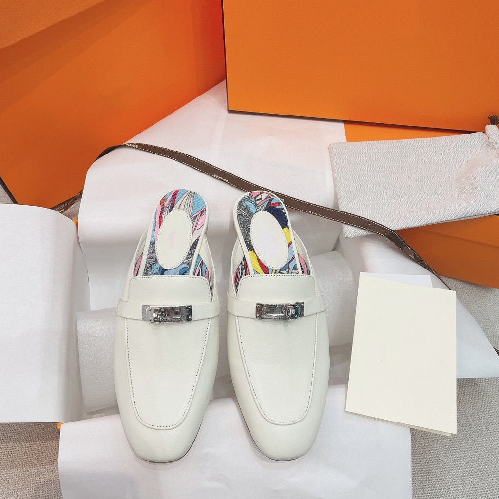 Hermes 0Z Mule White Calfskin