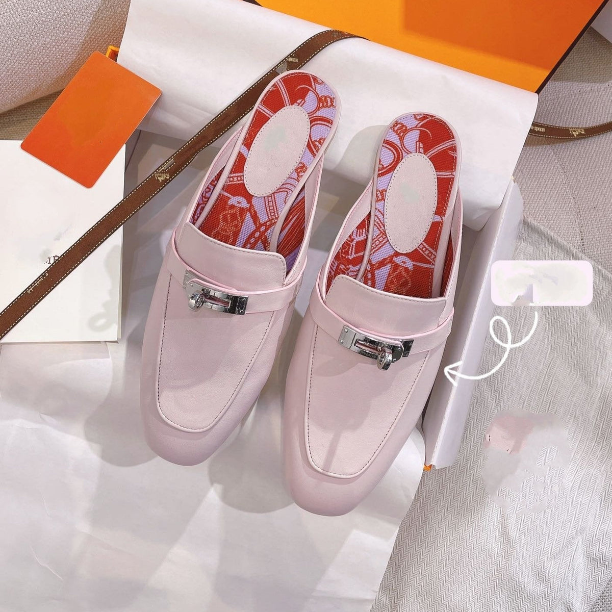 Hermes 0Z Mule Pink Calfskin