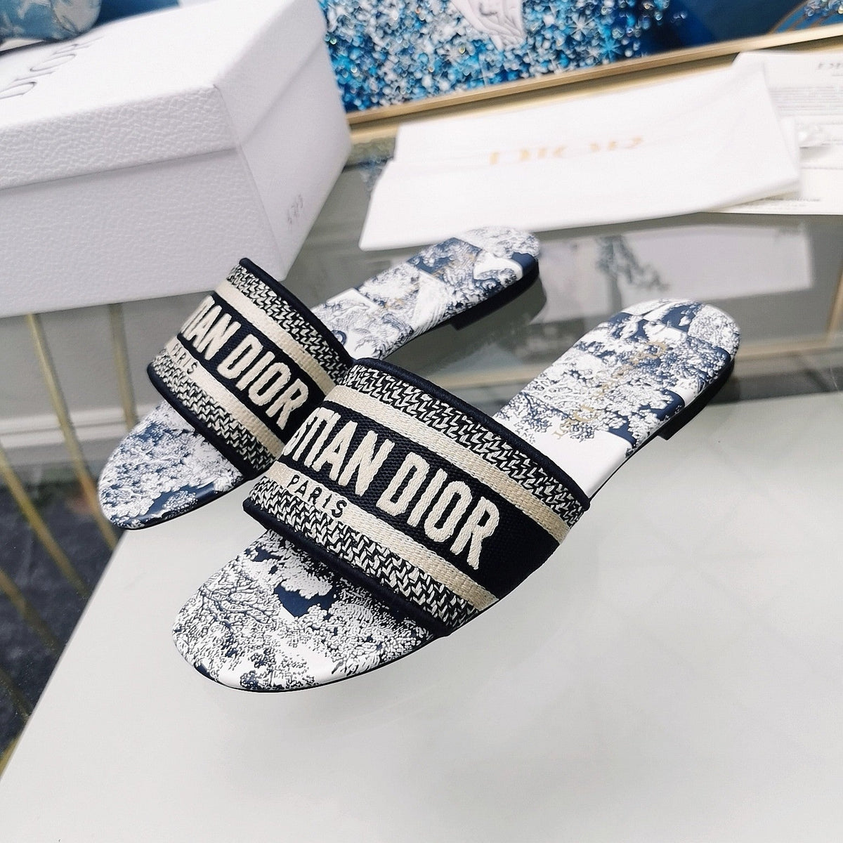 Dior CD Mule Dway Slide 10mm Multi-Motifs Style 29