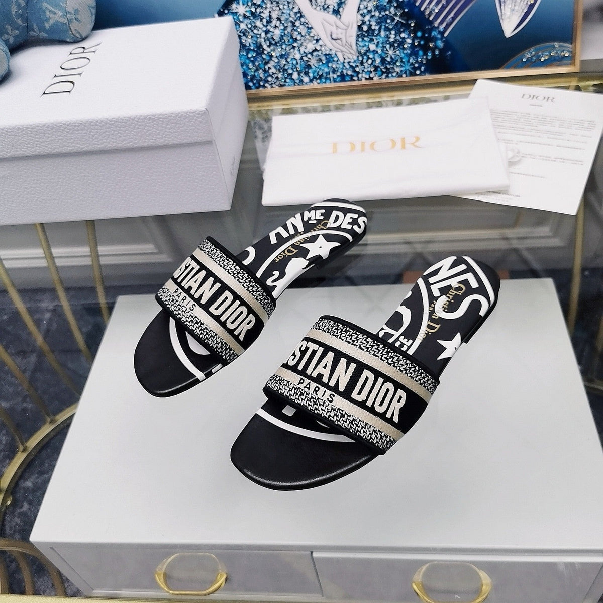 Dior CD Mule Dway Slide 10mm Multi-Motifs Style 30