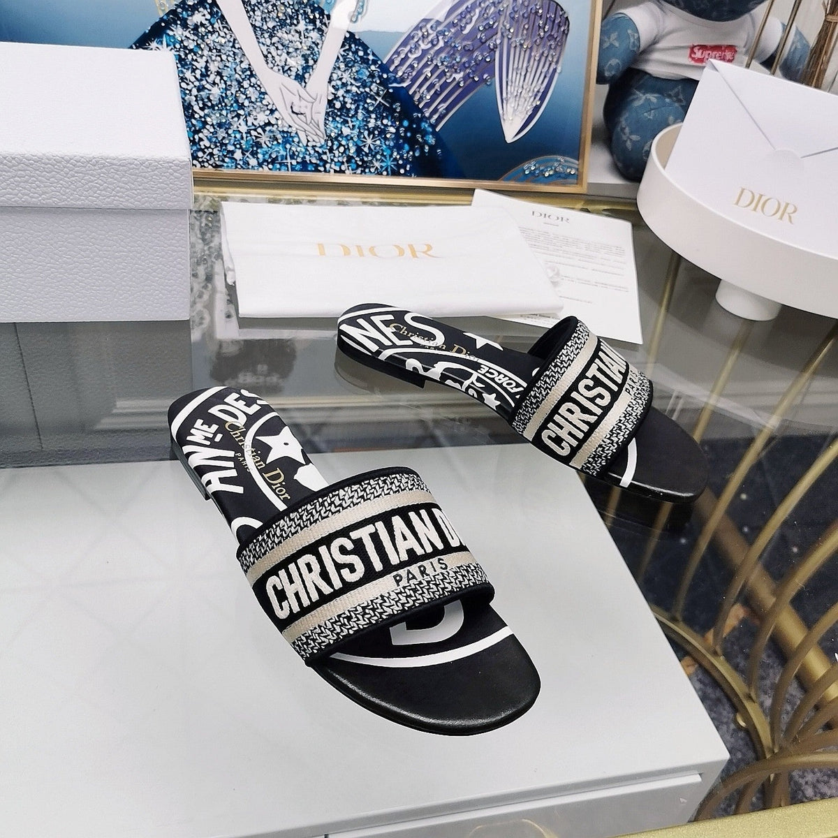 Dior CD Mule Dway Slide 10mm Multi-Motifs Style 30