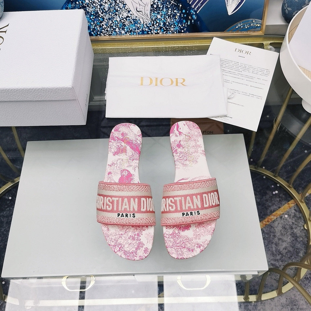 Dior CD Mule Dway Slide 10mm Multi-Motifs Style 28