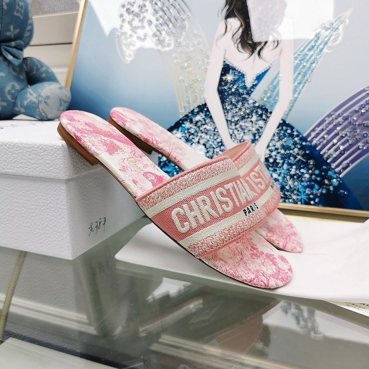 Dior CD Mule Dway Slide 10mm Multi-Motifs Style 28