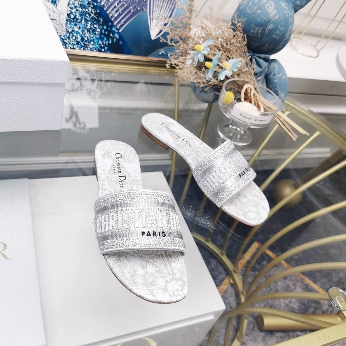 Dior CD Mule Dway Slide 10mm Multi-Motifs Style 14