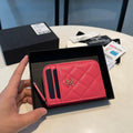 Chanel Zipped Coin Purse 11 Red Pink Grained Calfskin