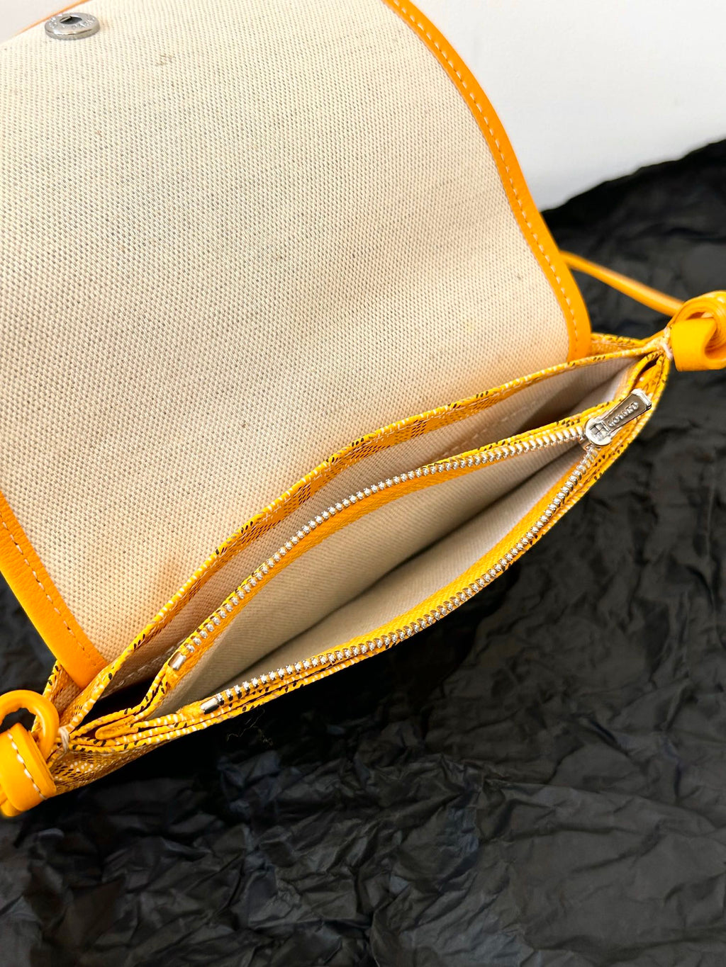Goyard Plumet Pocket Wallet 20 in Yellow Goyardine Canvas and Lambskin Trim
