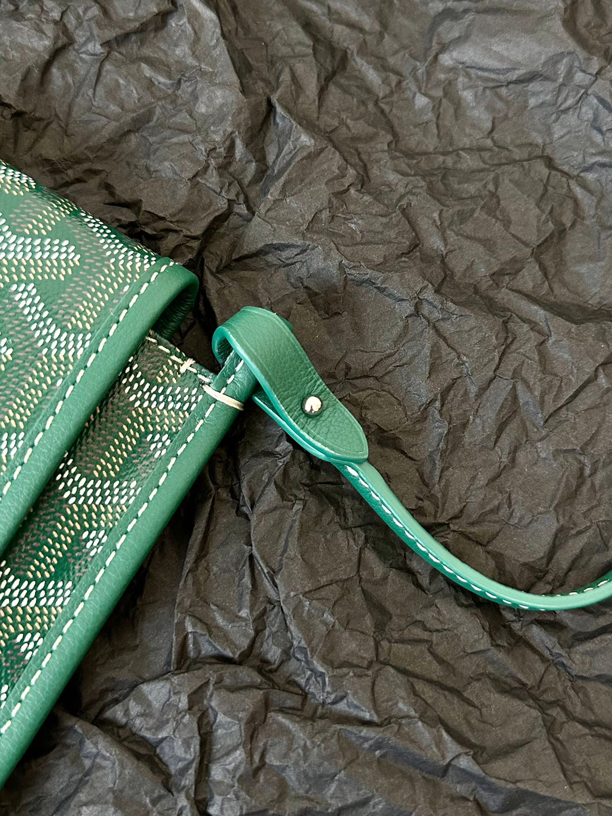 Goyard Plumet Pocket Wallet 20 in Green Goyardine Canvas and Lambskin Trim
