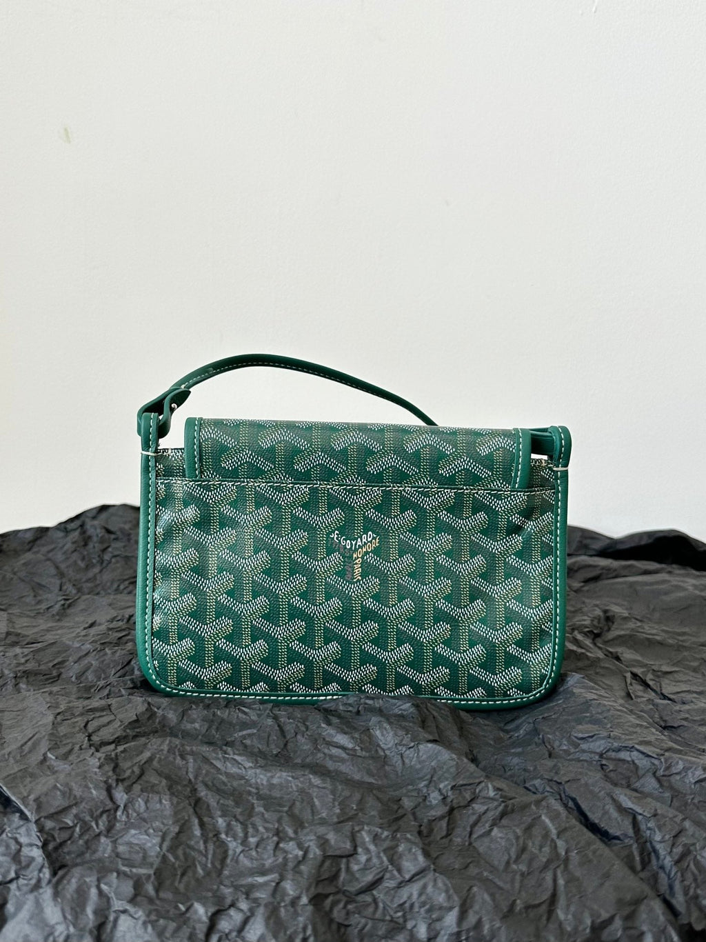 Goyard Plumet Pocket Wallet 20 in Green Goyardine Canvas and Lambskin Trim