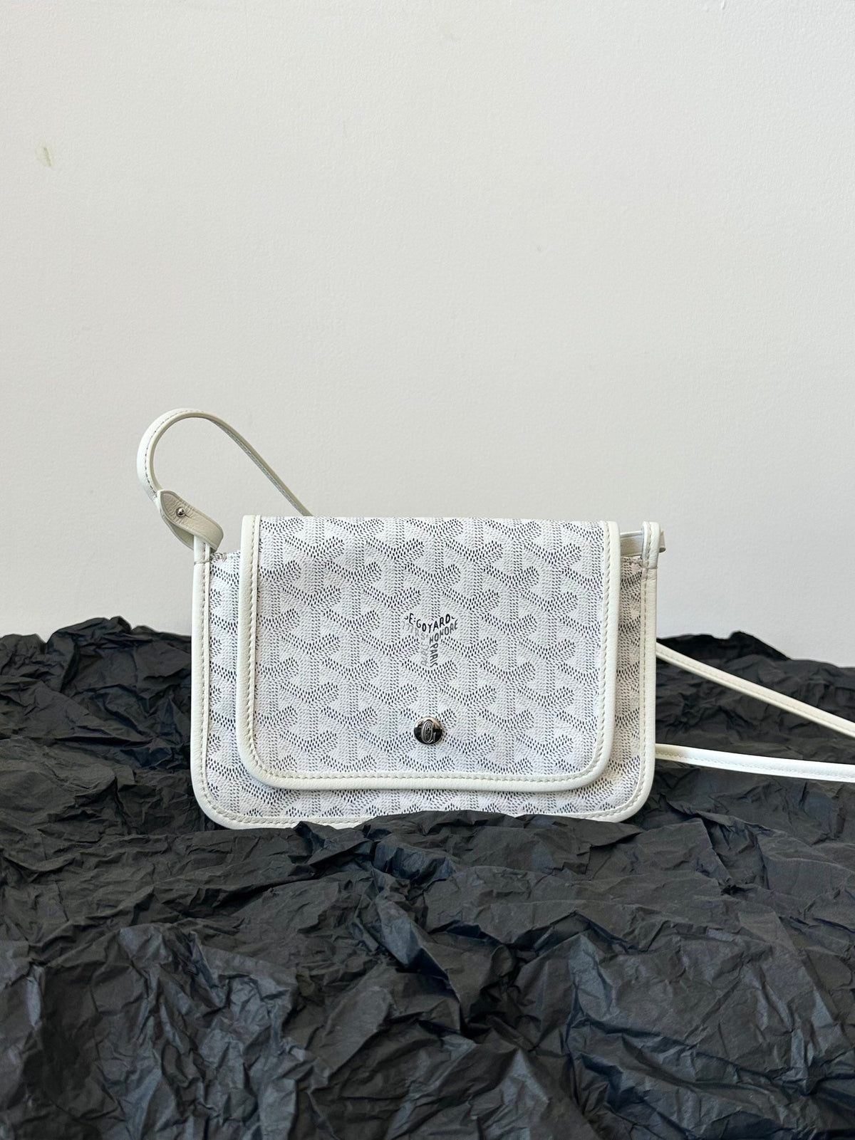 Goyard Plumet Pocket Wallet 20 in White Goyardine Canvas and Lambskin Trim
