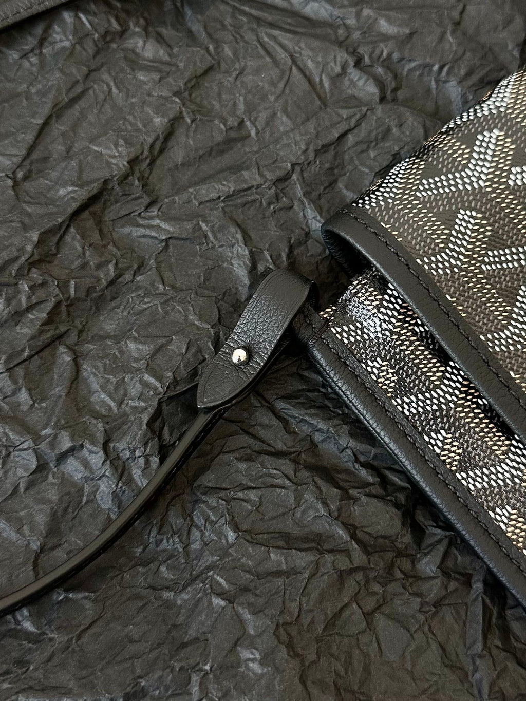 Goyard Plumet Pocket Wallet 20 in Black Goyardine Canvas and Lambskin Trim