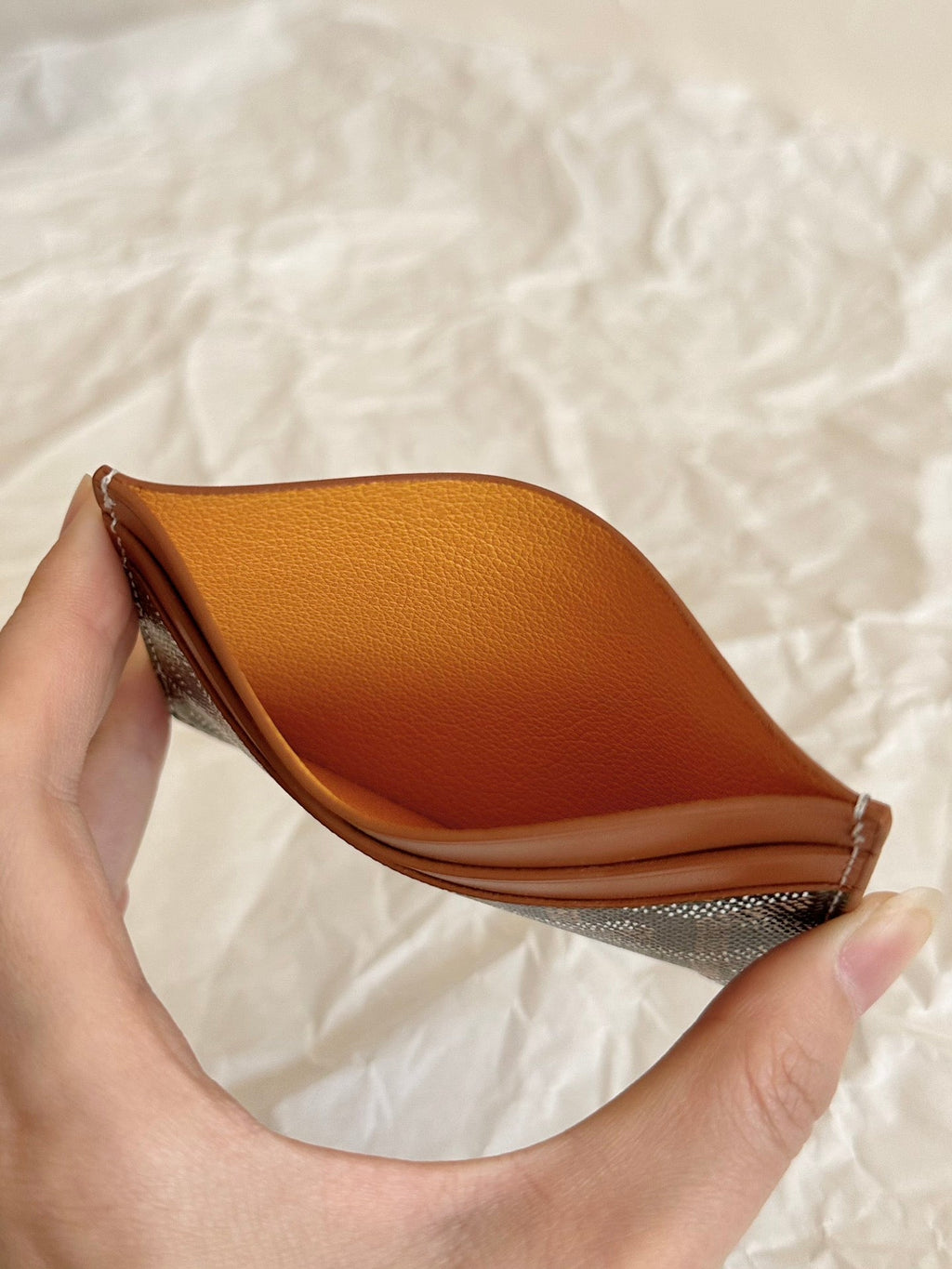 Goyard Saint-Sulpice Card Wallet 10 in Black Goyardine Canvas and Tan Calfskin