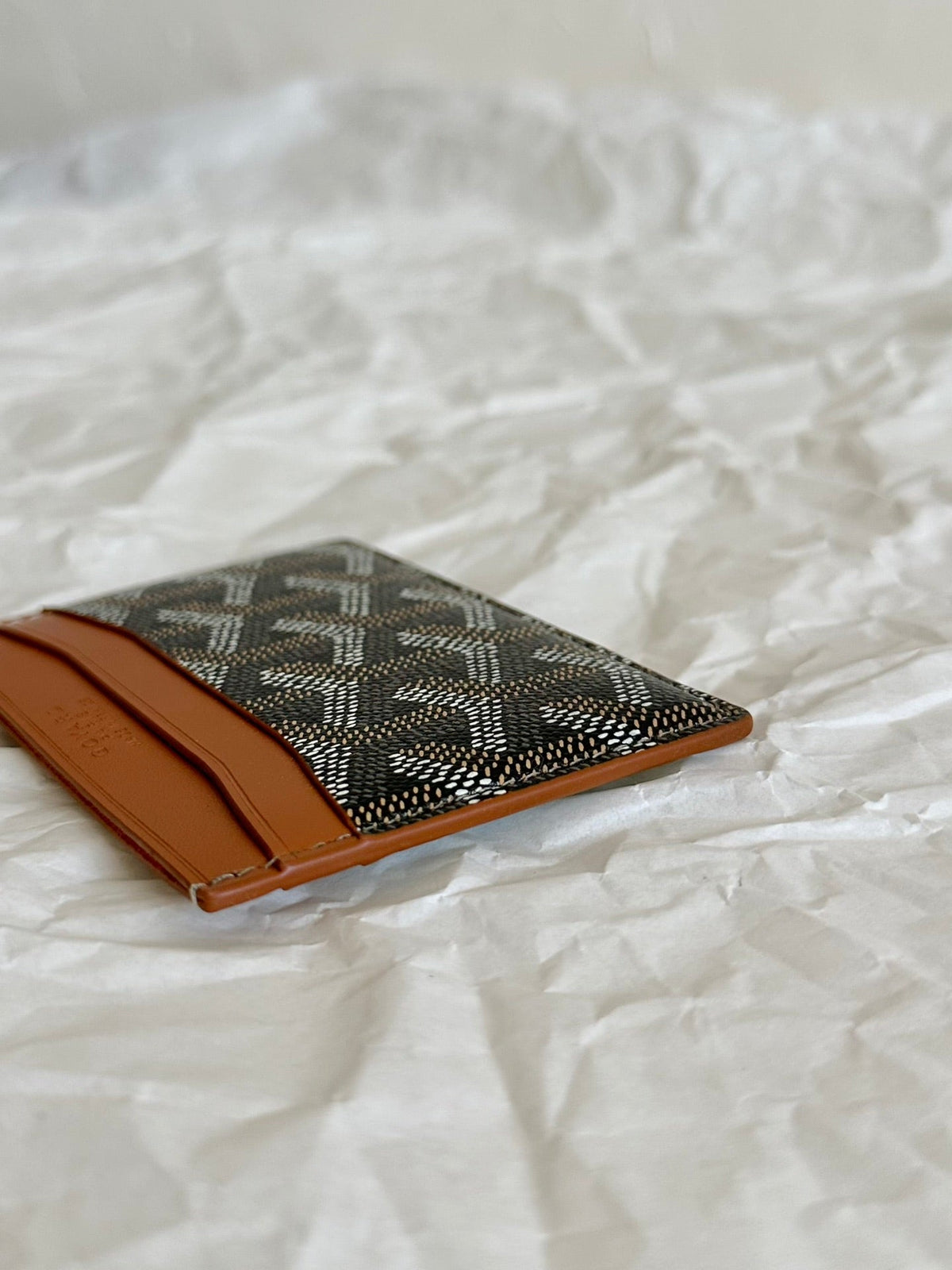 Goyard Saint-Sulpice Card Wallet 10 in Black Goyardine Canvas and Tan Calfskin