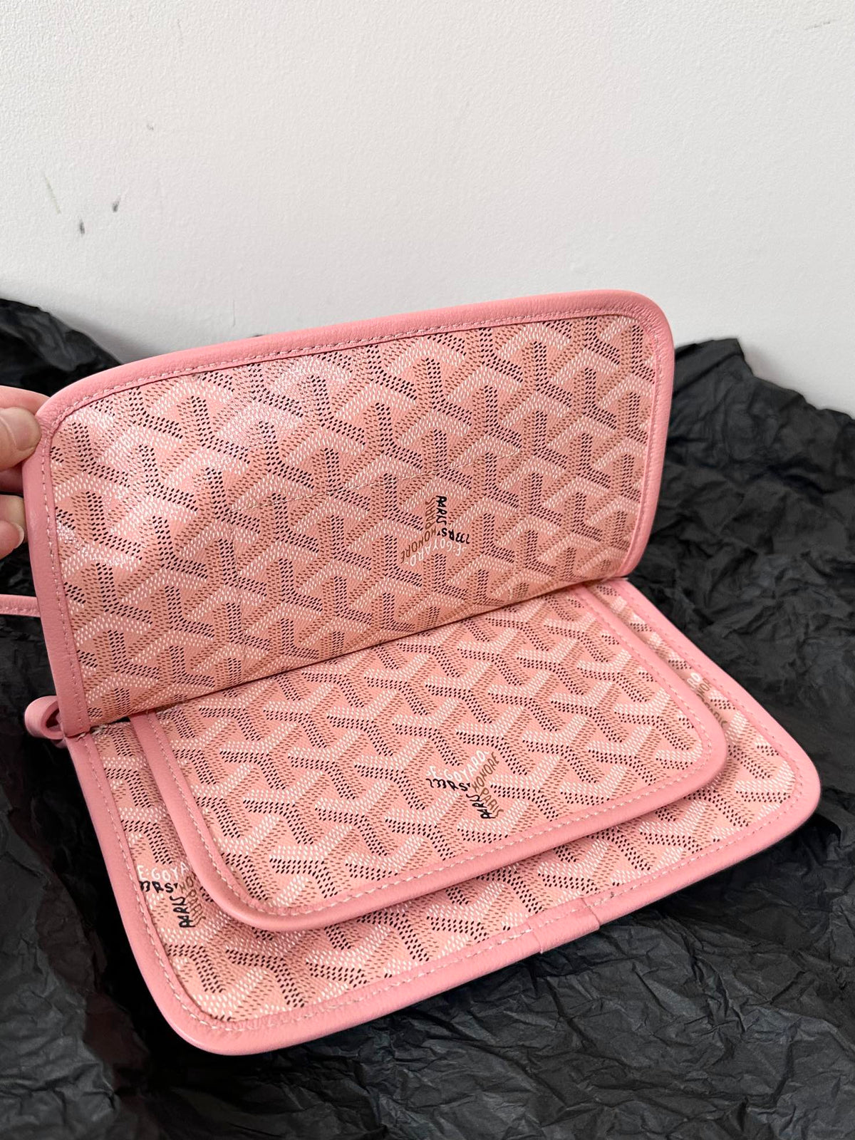 Goyard Plumet Pocket Wallet 20 in Pink Goyardine Canvas and Lambskin Trim