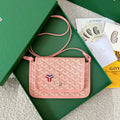 Goyard Plumet Pocket Wallet 20 in Pink Goyardine Canvas and Lambskin Trim