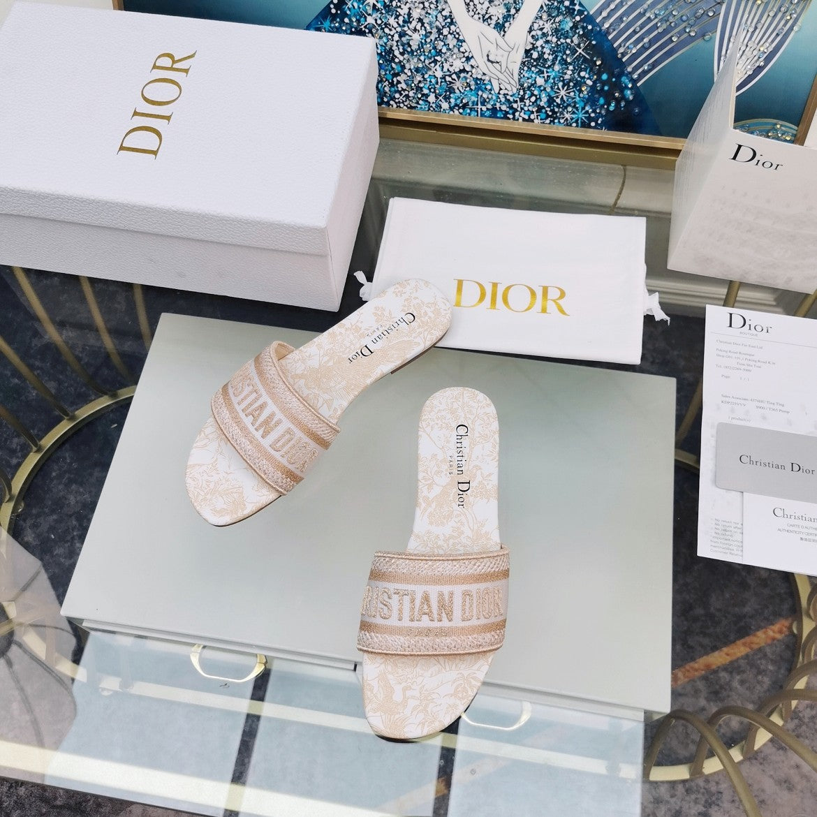 Dior CD Mule Dway Slide 10mm Multi-Motifs Style 82