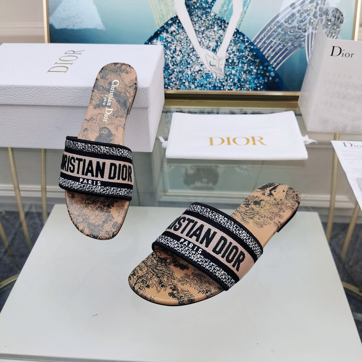 Dior CD Mule Dway Slide 10mm Multi-Motifs Style 81