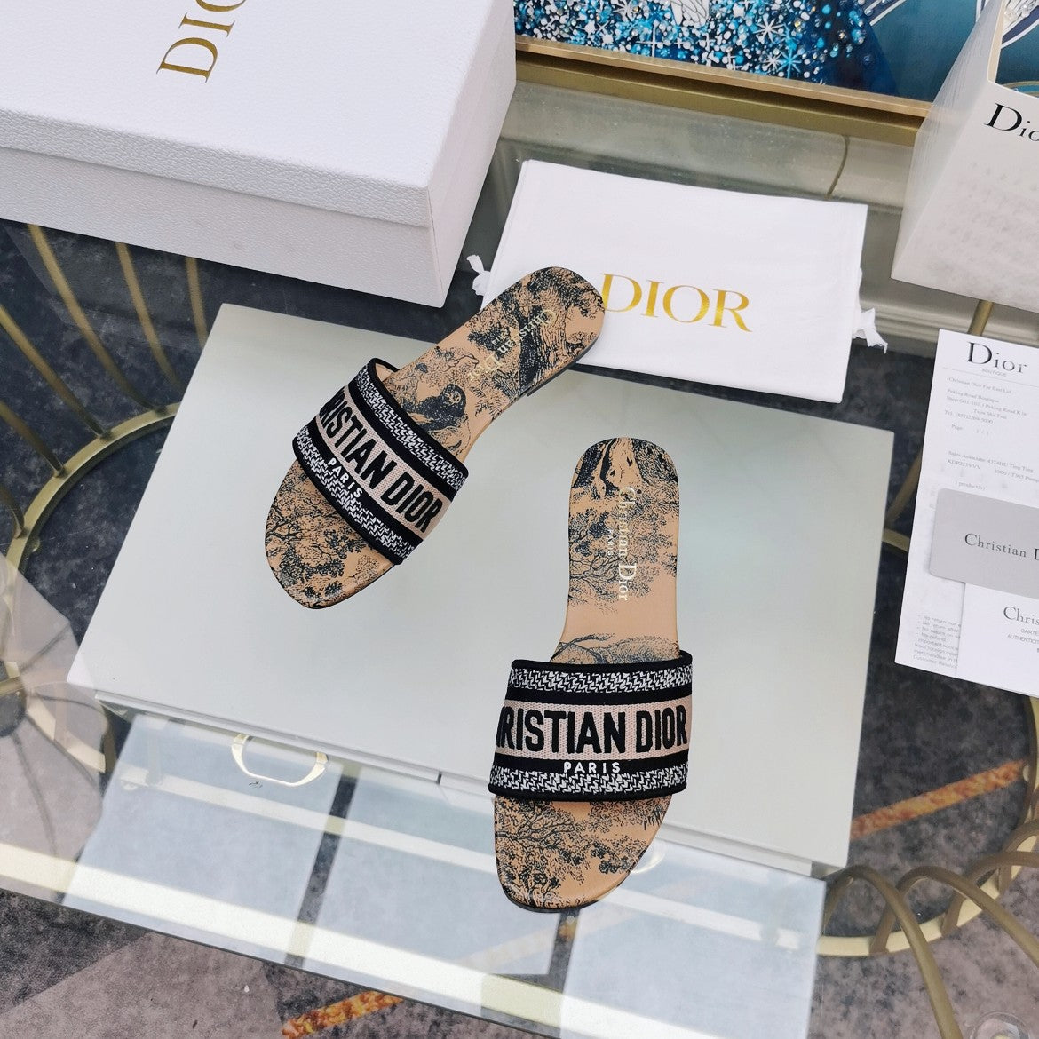 Dior CD Mule Dway Slide 10mm Multi-Motifs Style 81