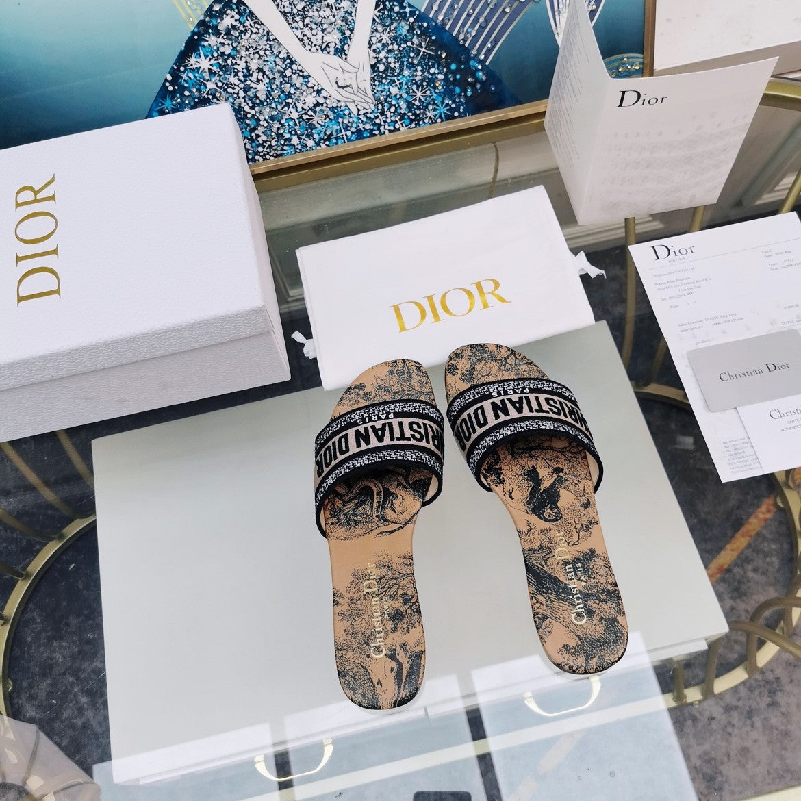 Dior CD Mule Dway Slide 10mm Multi-Motifs Style 81