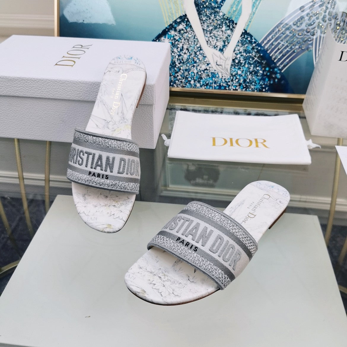 Dior CD Mule Dway Slide 10mm Multi-Motifs Style 27
