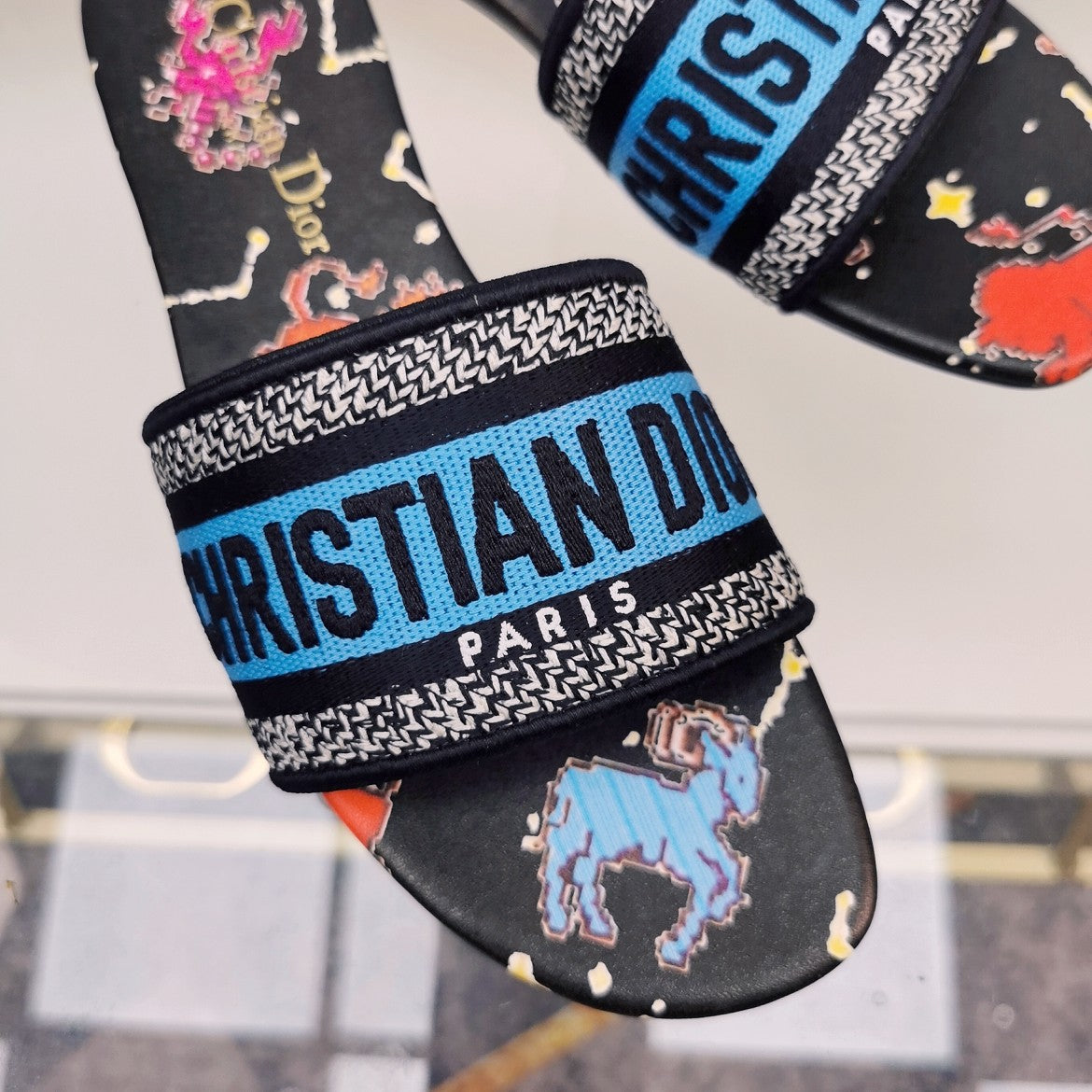 Dior CD Mule Dway Slide 10mm Multi-Motifs Style 77