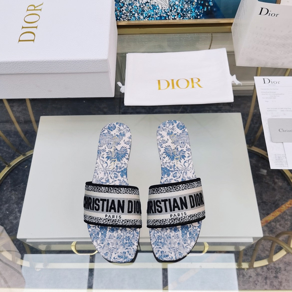 Dior CD Mule Dway Slide 10mm Multi-Motifs Style 75