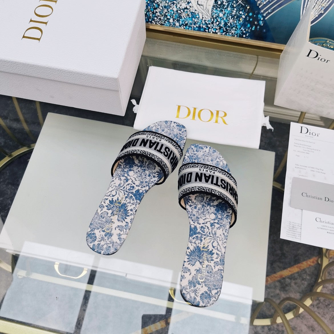 Dior CD Mule Dway Slide 10mm Multi-Motifs Style 75