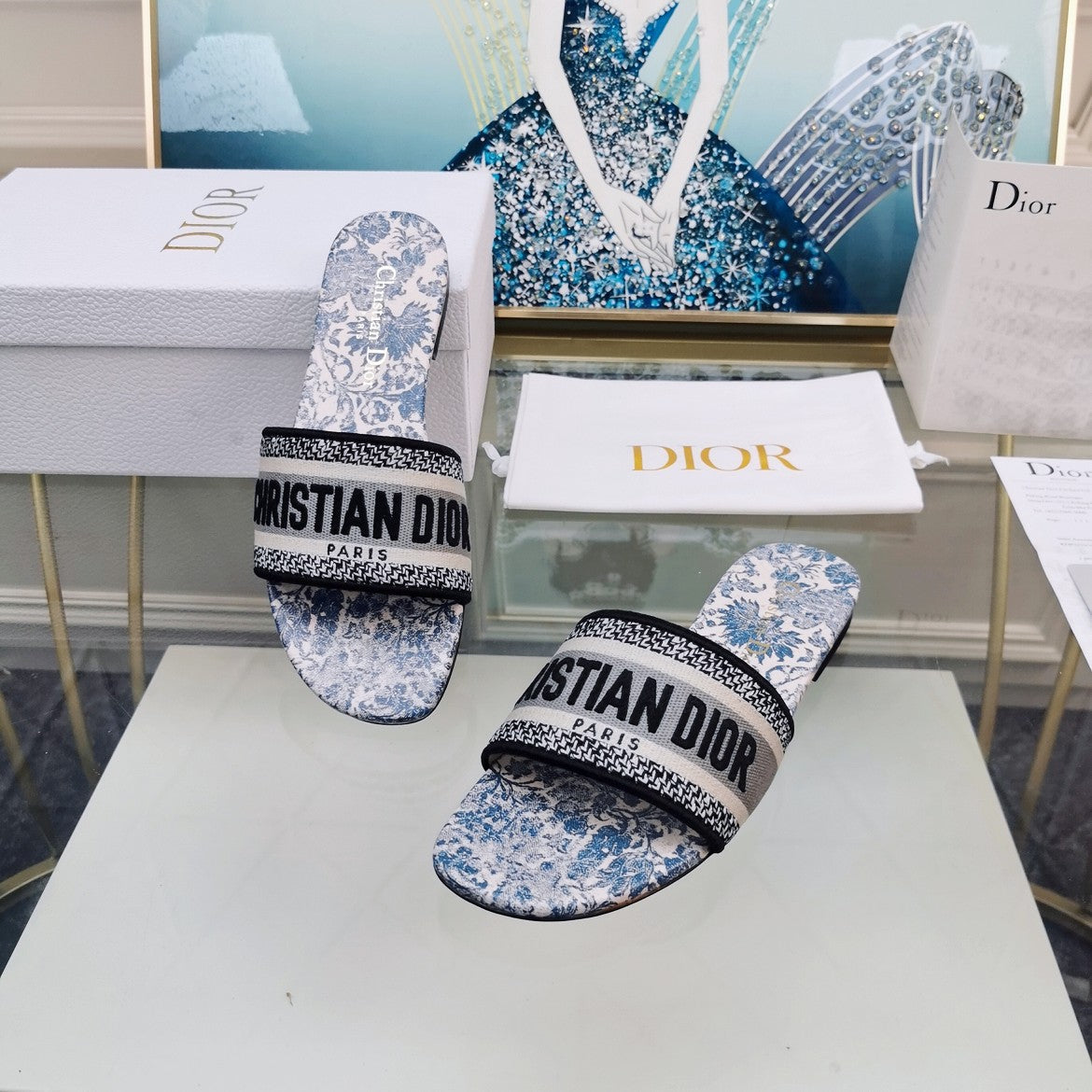 Dior CD Mule Dway Slide 10mm Multi-Motifs Style 75