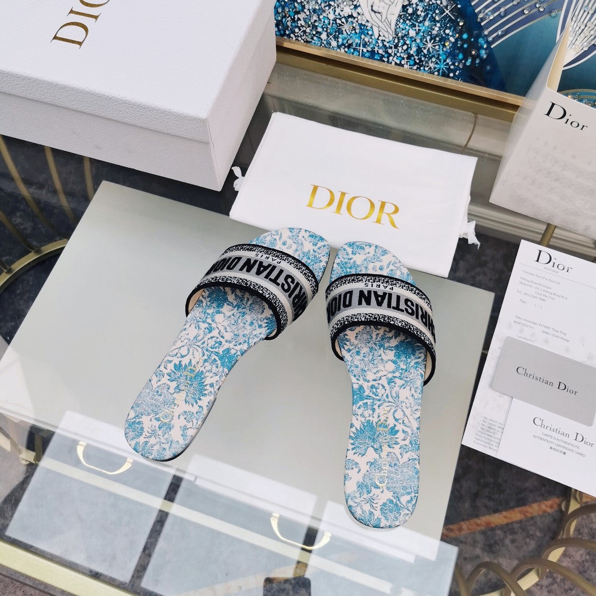 Dior CD Mule Dway Slide 10mm Multi-Motifs Style 74